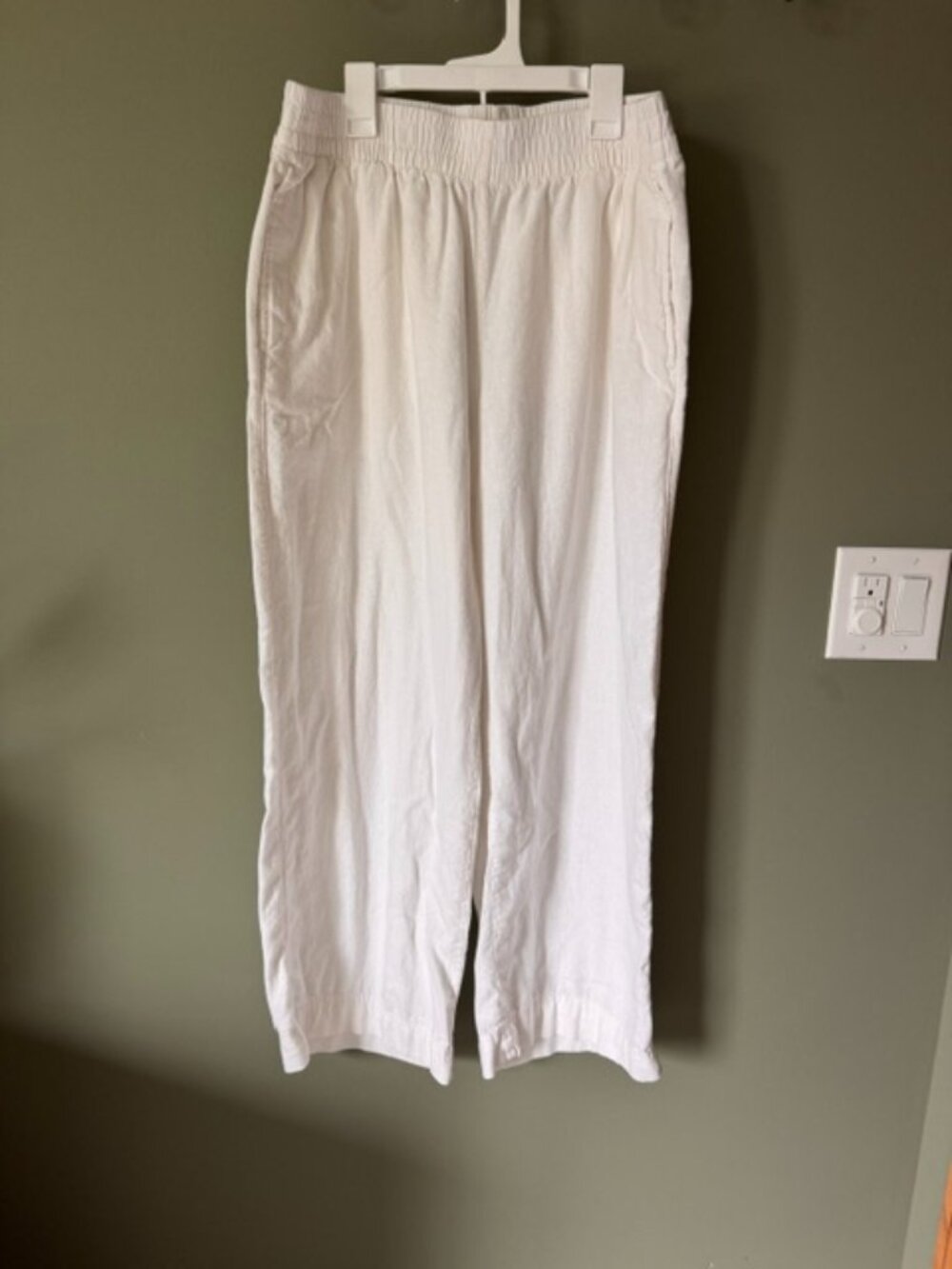 Old Navy White Linen Blend Wide Leg Pull-On Pants – Size L
